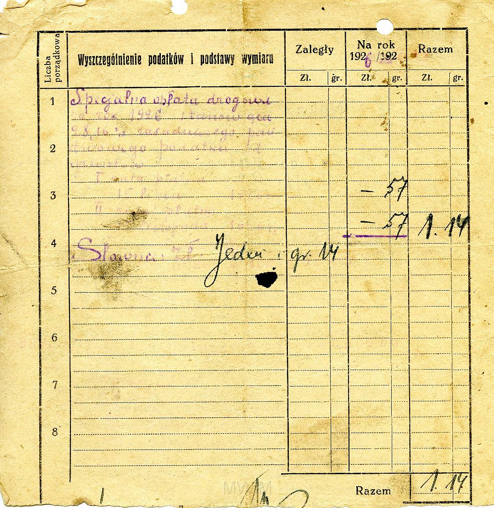 KKE 3524-a.jpg - Dokument. Adam Rutkowski nakaz płatniczy, 1926 r.